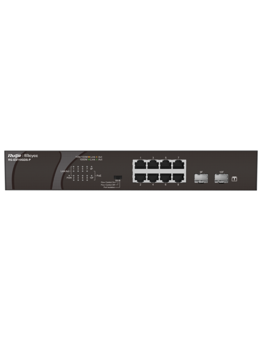 Ruijie Networks RG-ES110GDS-P switch No administrado Gigabit Ethernet (10/100/1000) Energía sobre Ethernet (PoE) Negro
