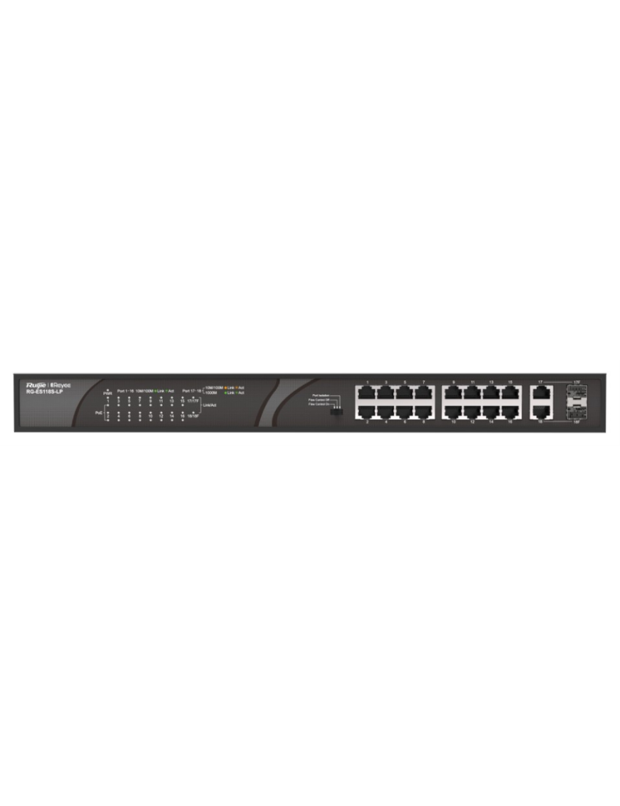 Ruijie Networks RG-ES118S-LP switch No administrado Fast Ethernet (10/100) Energía sobre Ethernet (PoE) Negro