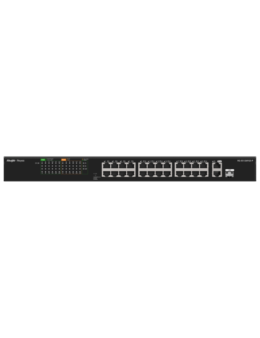Ruijie Networks RG-ES126FGS-P switch No administrado L2 Gigabit Ethernet (10/100/1000) Energía sobre Ethernet (PoE) Negro