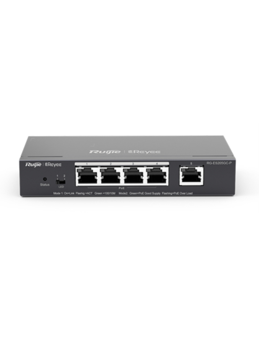 Ruijie Networks RG-ES205GC-P switch Gestionado L2 Gigabit Ethernet (10/100/1000) Energía sobre Ethernet (PoE)