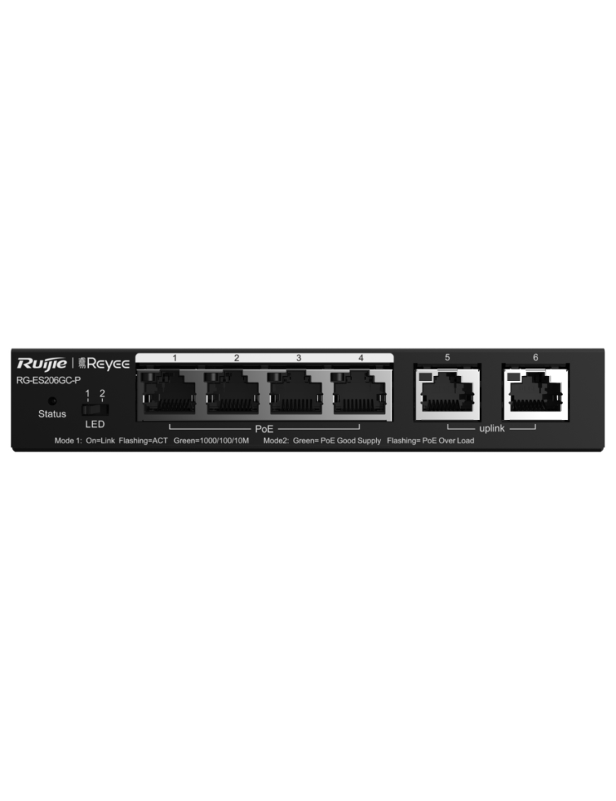 Ruijie Networks RG-ES206GC-P switch Gigabit Ethernet (10/100/1000) Energía sobre Ethernet (PoE) Negro
