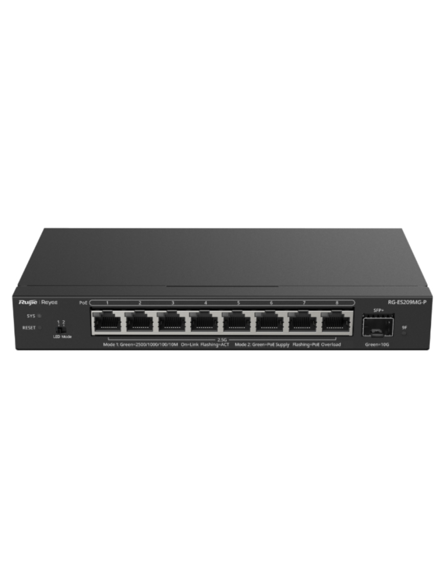 Ruijie Networks RG-ES209MG-P switch Gestionado L2 2.5G Ethernet (100/1000/2500) Energía sobre Ethernet (PoE) Negro