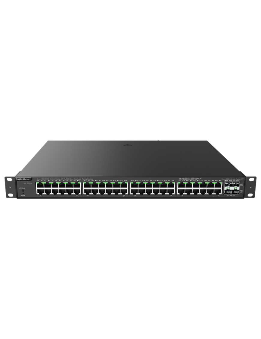 Ruijie Networks RG-NBS3100-48GT4SFP-P switch Gestionado L2 Gigabit Ethernet (10/100/1000) Energía sobre Ethernet (PoE) Negro