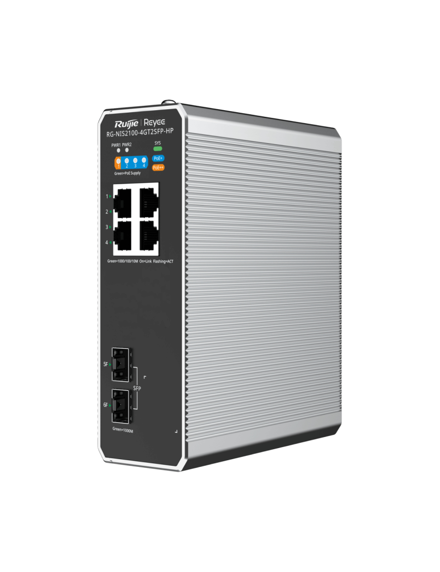 Ruijie Networks RG-NIS2100 Gestionado L2 Gigabit Ethernet (10/100/1000) Energía sobre Ethernet (PoE) Negro, Acero inoxidable