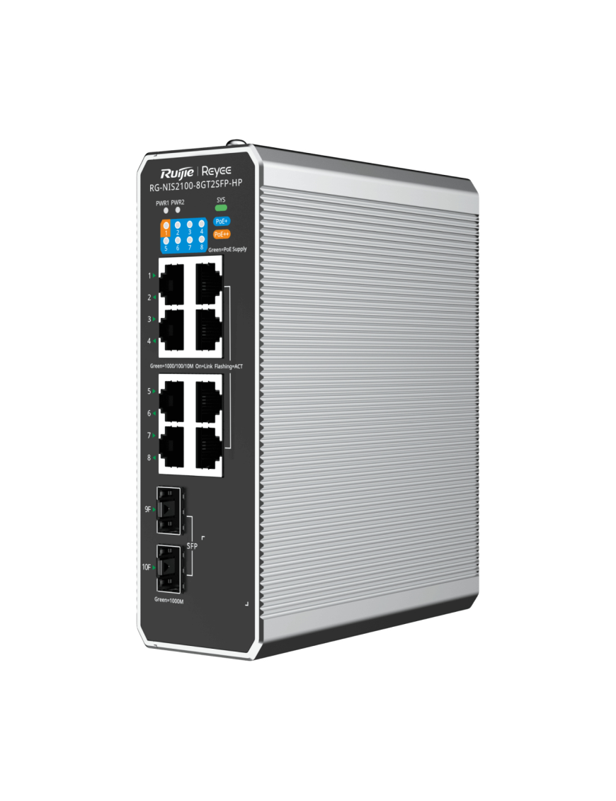Ruijie Networks RG-NIS2100 Gestionado L2 Gigabit Ethernet (10/100/1000) Energía sobre Ethernet (PoE) Negro, Acero inoxidable