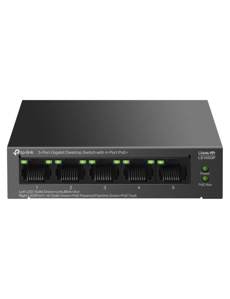 TP-Link LiteWave LS105GP switch No administrado Gigabit Ethernet (10/100/1000) Energía sobre Ethernet (PoE) Negro