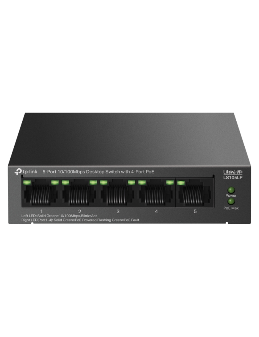 TP-Link LiteWave LS105P No administrado Fast Ethernet (10/100) Energía sobre Ethernet (PoE) Negro