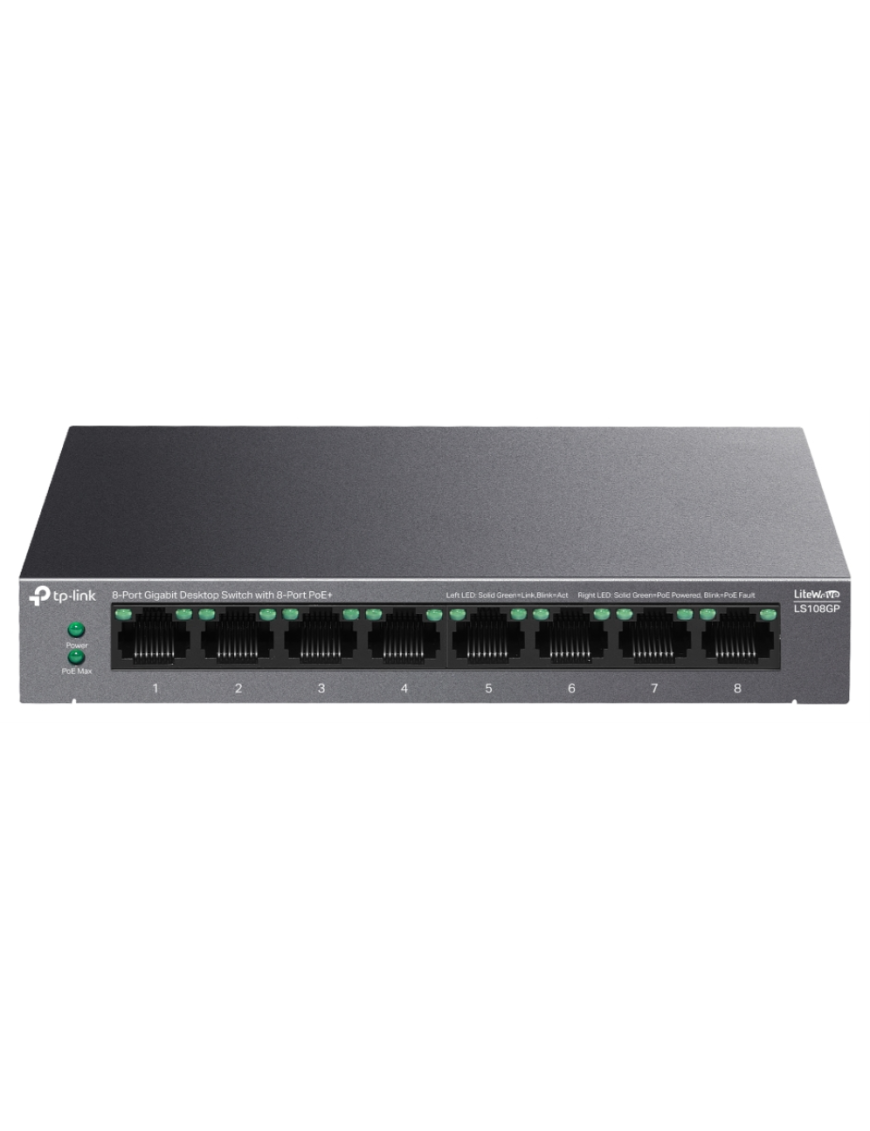 TP-Link LiteWave LS108GP switch No administrado Gigabit Ethernet (10/100/1000) Energía sobre Ethernet (PoE) Negro