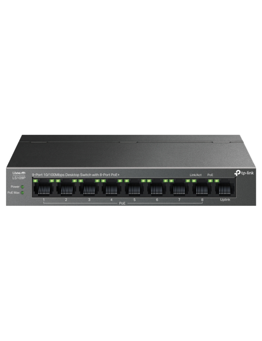 TP-Link LiteWave LS109P switch No administrado Fast Ethernet (10/100) Energía sobre Ethernet (PoE) Negro