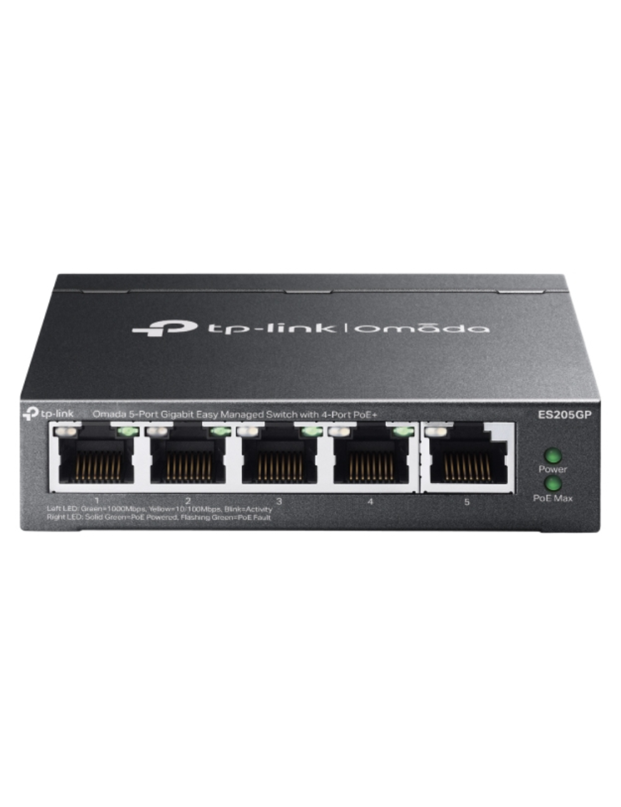 TP-Link Omada ES205GP switch Gestionado Gigabit Ethernet (10/100/1000) Energía sobre Ethernet (PoE) Negro
