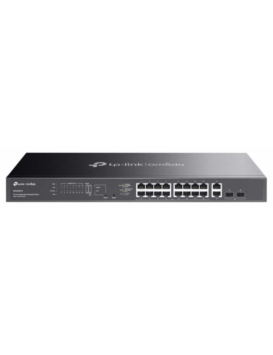 TP-Link Omada ES220GMP switch Gestionado L2 Gigabit Ethernet (10/100/1000) Energía sobre Ethernet (PoE) Negro