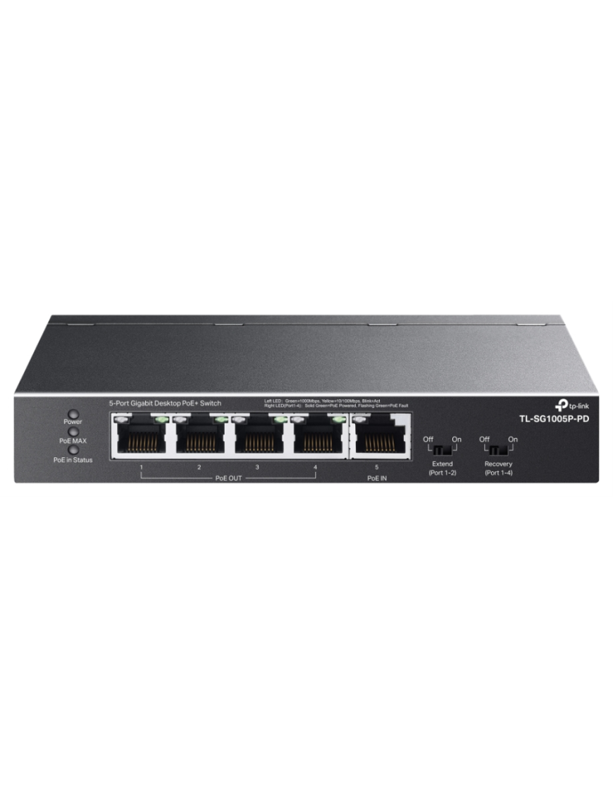 TP-Link TL-SG1005P-PD switch Gigabit Ethernet (10/100/1000) Energía sobre Ethernet (PoE) Negro