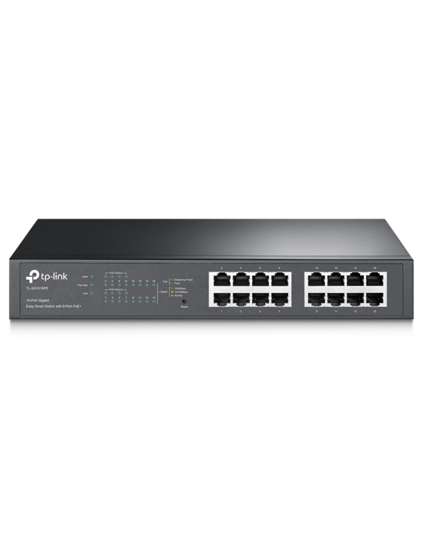 TP-Link TL-SG1016PE Gestionado L2 Gigabit Ethernet (10/100/1000) Energía sobre Ethernet (PoE) 1U Negro
