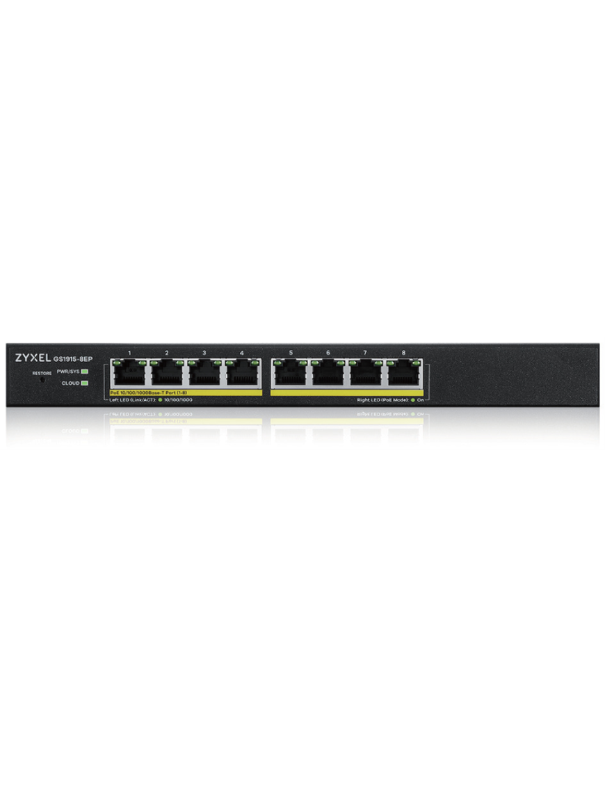 Zyxel GS1915-8EP Gestionado L2 Gigabit Ethernet (10/100/1000) Energía sobre Ethernet (PoE) Negro