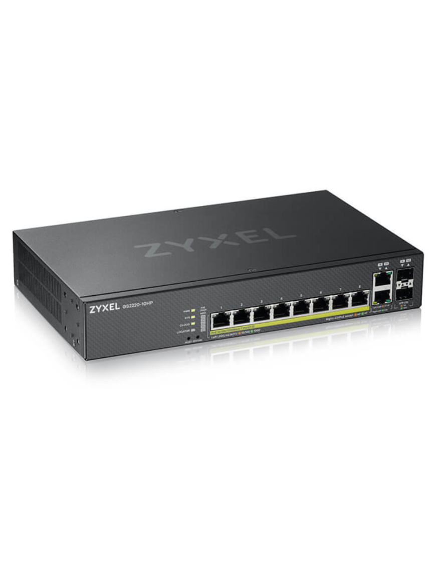 Zyxel GS2220-10HP-EU0101F switch Gestionado L2 Gigabit Ethernet (10/100/1000) Energía sobre Ethernet (PoE) Negro