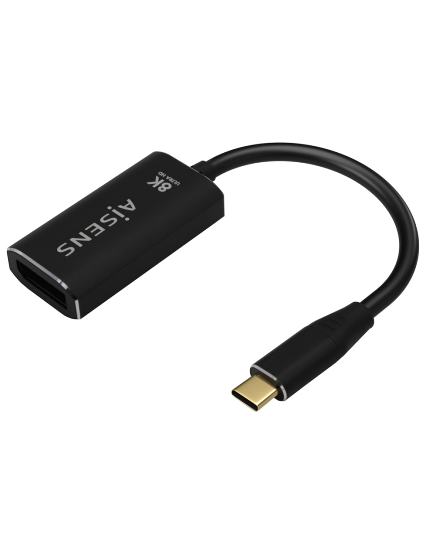 AISENS Conversor Aluminio USB-C a Displayport 8K@60Hz, USB-C/M-DP/H, Negro, 15cm