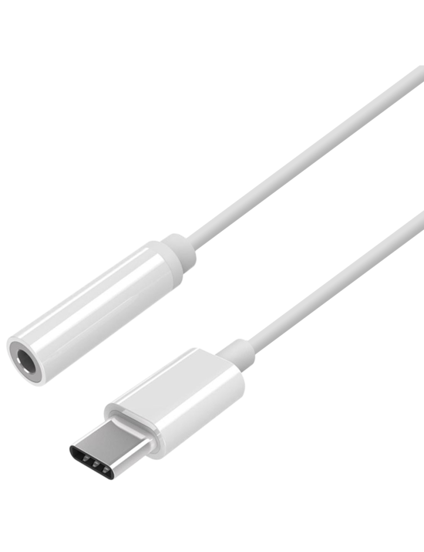 AISENS Conversor USB-C a audio estilo Apple, USB-C/M-Jack 3.5/H, Blanco, 15 cm