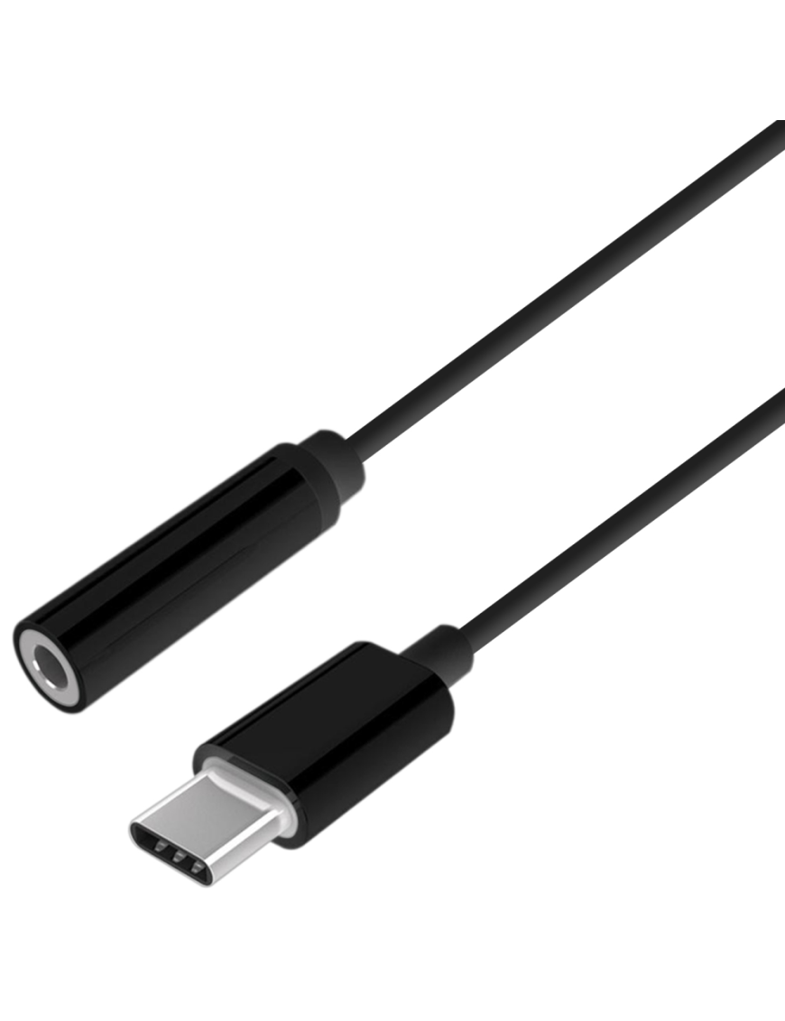 AISENS Conversor USB-C a audio estilo Apple, USB-C/M-Jack 3.5/H, Negro, 15 cm