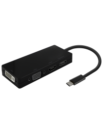 AISENS Conversor USB-C A DP/DVI/HDMI/VGA, USB-C/M-DP/H-DVI/H-HDMI/H-Vga/H, Negro, 15cm