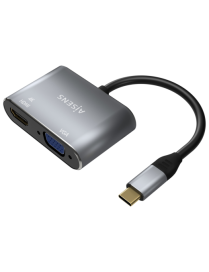 AISENS Conversor USB-C a VGA/HDMI 4K, USB-C/M-VGA/H-HDMI/H, Gris, 15CM