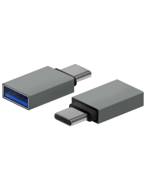 AISENS Mini Adaptador Aluminio USB 3.2 Gen1 3A, Tipo USB-C/M-A/H, Gris