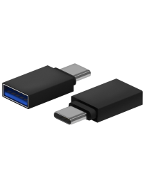 AISENS Mini Adaptador Aluminio USB 3.2 Gen1 3A, Tipo USB-C/M-A/H, Negro