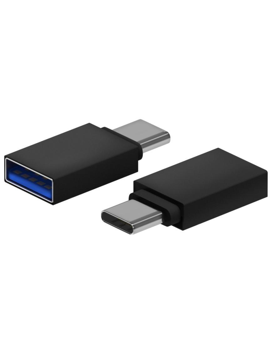 AISENS Mini Adaptador Aluminio USB 3.2 Gen1 3A, Tipo USB-C/M-A/H, Negro