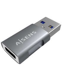 AISENS Mini Adaptador USB 3.2 GEN2 10G 3A, Tipo USB-C/H-A/M, Gris