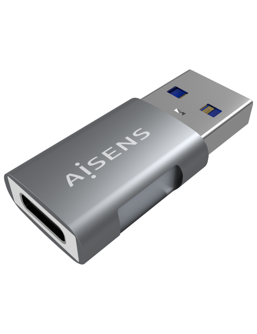AISENS Mini Adaptador USB 3.2 GEN2 10G 3A, Tipo USB-C/H-A/M, Gris