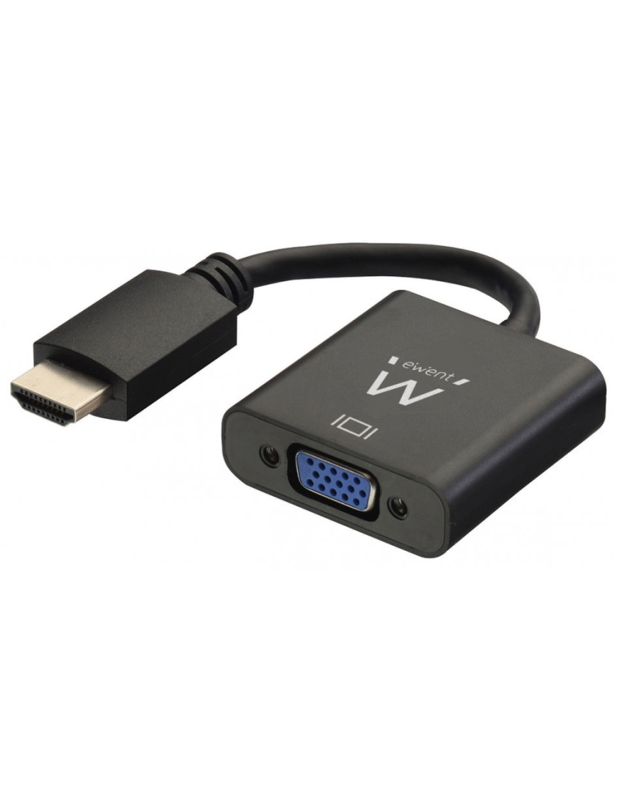 Ewent EW9864 adaptador de cable de vídeo 0,2 m HDMI VGA, 3.5mm Negro