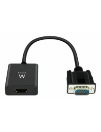 Ewent EW9866 adaptador de cable de vídeo 0,202 m VGA (D-Sub) HDMI + 3.5mm Negro
