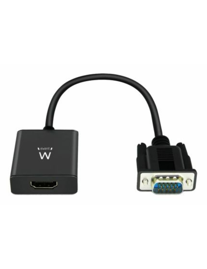 Ewent EW9866 adaptador de cable de vídeo 0,202 m VGA (D-Sub) HDMI + 3.5mm Negro