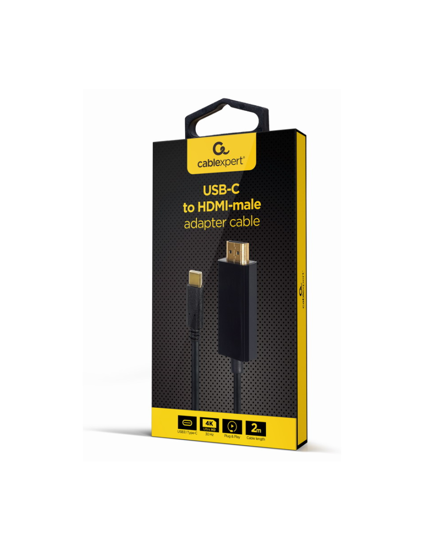 Gembird A-CM-HDMIM-01 adaptador de cable de vídeo 2 m USB Tipo C HDMI Negro