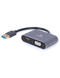 Gembird A-USB3-HDMIVGA-01 Adaptador gráfico USB 3840 x 2160 Pixeles Gris