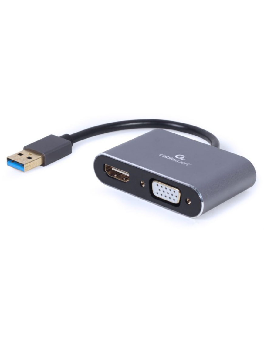 Gembird A-USB3-HDMIVGA-01 Adaptador gráfico USB 3840 x 2160 Pixeles Gris