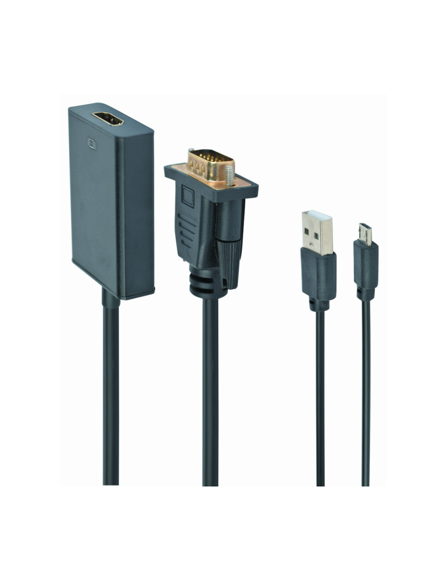 Gembird A-VGA-HDMI-01 adaptador de cable de vídeo 0,15 m HDMI tipo A (Estándar) VGA (D-Sub) Negro