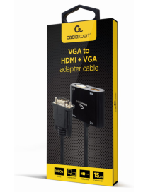 Gembird A-VGA-HDMI-02 adaptador de cable de vídeo 0,15 m HDMI + VGA (D-Sub) VGA (D-Sub) Negro