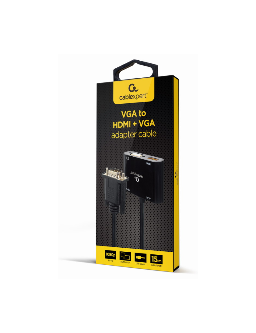 Gembird A-VGA-HDMI-02 adaptador de cable de vídeo 0,15 m HDMI + VGA (D-Sub) VGA (D-Sub) Negro