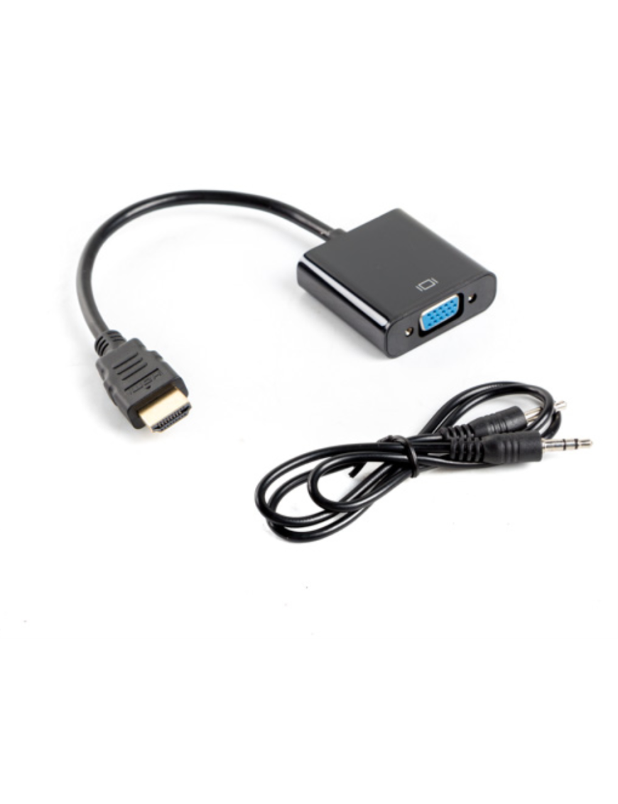 Lanberg AD-0017-BK adaptador de cable de vídeo 0,2 m VGA (D-Sub) HDMI tipo A (Estándar) Negro