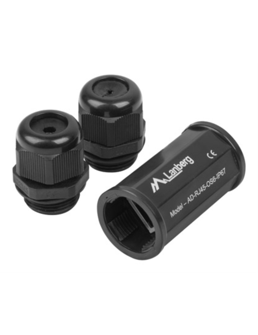 Lanberg AD-RJ45-OS6-IP67 cambiador de género para cable RJ-45 Negro