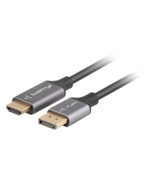 Lanberg CA-DPHD-20CU-0010-BK adaptador de cable de vídeo 1 m DisplayPort HDMI tipo A (Estándar) Negro, Plata
