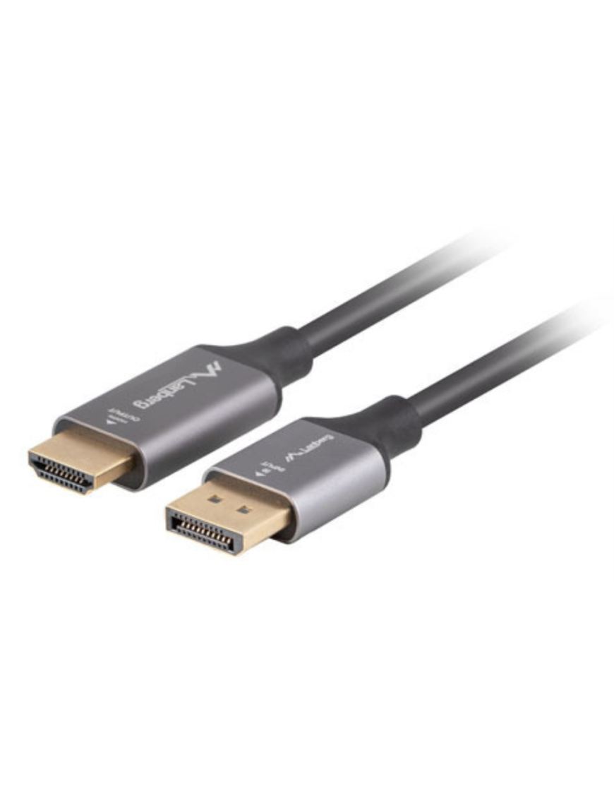 Lanberg CA-DPHD-20CU-0018-BK adaptador de cable de vídeo 1,8 m DisplayPort HDMI tipo A (Estándar) Negro, Plata