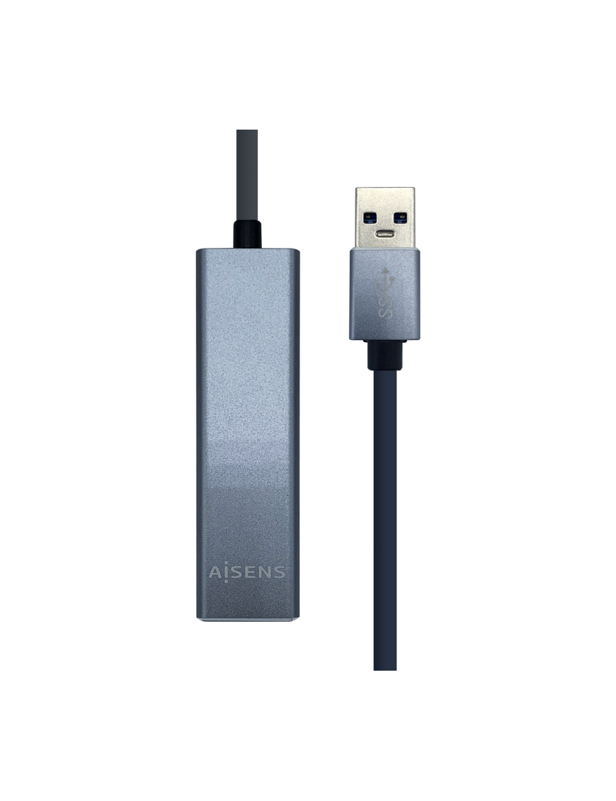 AISENS Conversor USB 3.0 a ethernet gigabit 10/100/1000 Mbps + Hub 3 x USB 3.0, Gris, 15 cm