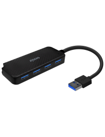 AISENS Hub USB 3.0, Tipo A/M-4x Tipo A/H, Negro, 15cm