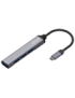 AISENS Hub USB 3.1 USB-C, Tipo C/M - 4x Tipo A/H, Gris, 10 cm
