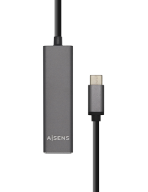 AISENS Hub USB 3.1 USB-C, USB-C/M - 4 x Tipo A/H, Gris, 15 cm