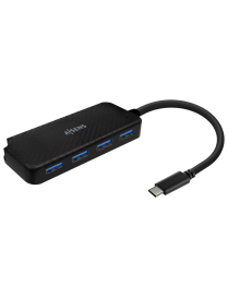 AISENS Hub USB 3.1 USB-C, USB-C/M-4x Tipo A/H, Negro, 15cm