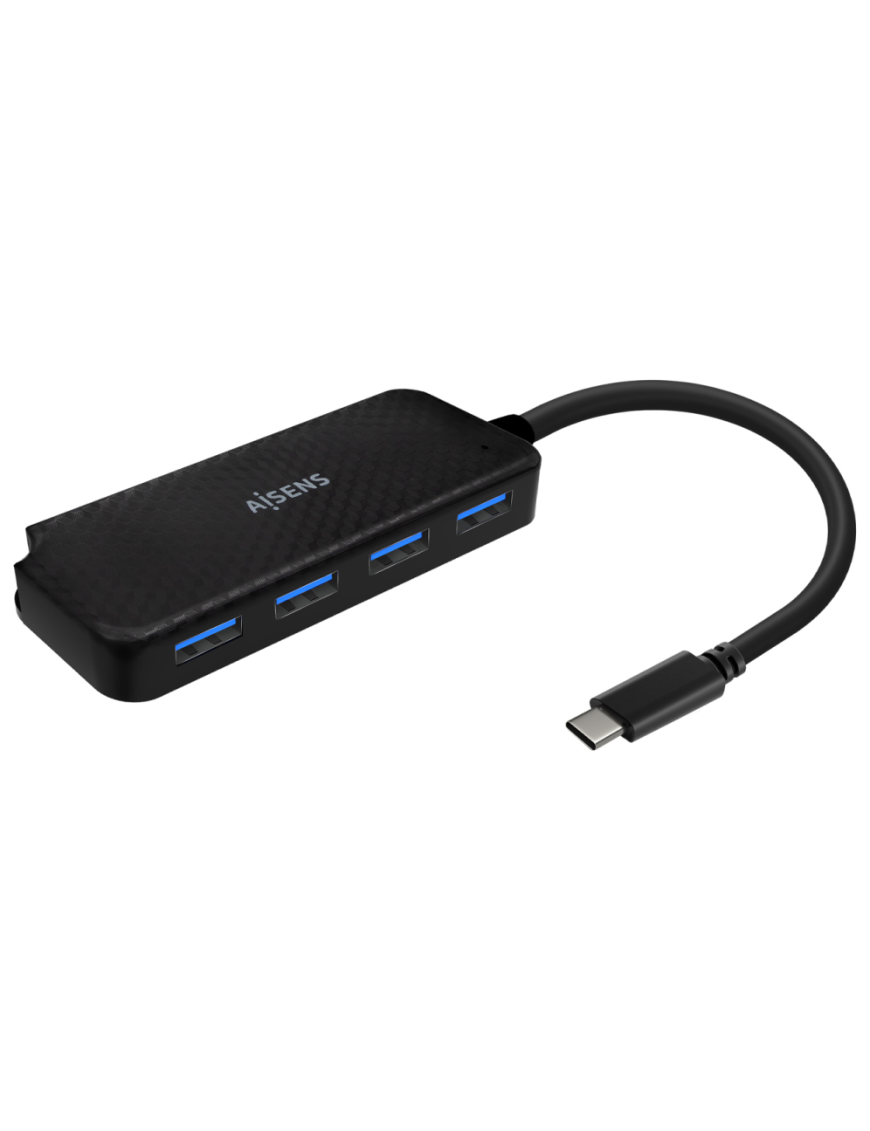 AISENS Hub USB 3.1 USB-C, USB-C/M-4x Tipo A/H, Negro, 15cm