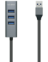 AISENS Hub USB3.0 Aluminio, Tipo A/M - 4x Tipo A/H, Negro, 10 cm