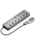 AISENS Hub USB3.1 Gen1 USB-C USB-A, USB-C/M+USB-A/M-4xUSB-A/H+3xUSB-C/H+1xUSB-C/H ALIM., Gris, 30cm